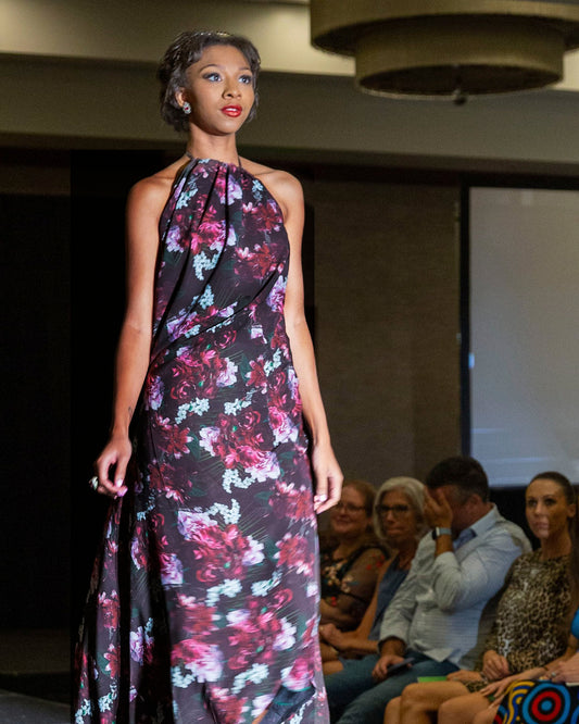 Winter Bloom Chiffon Dress